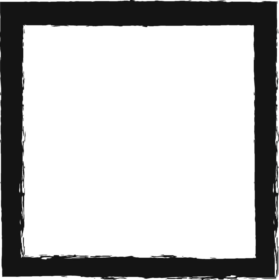 Black grunge frame creates a distressed border effect, adding a vintage or artistic touch to designs, illustrations, or photographs vector