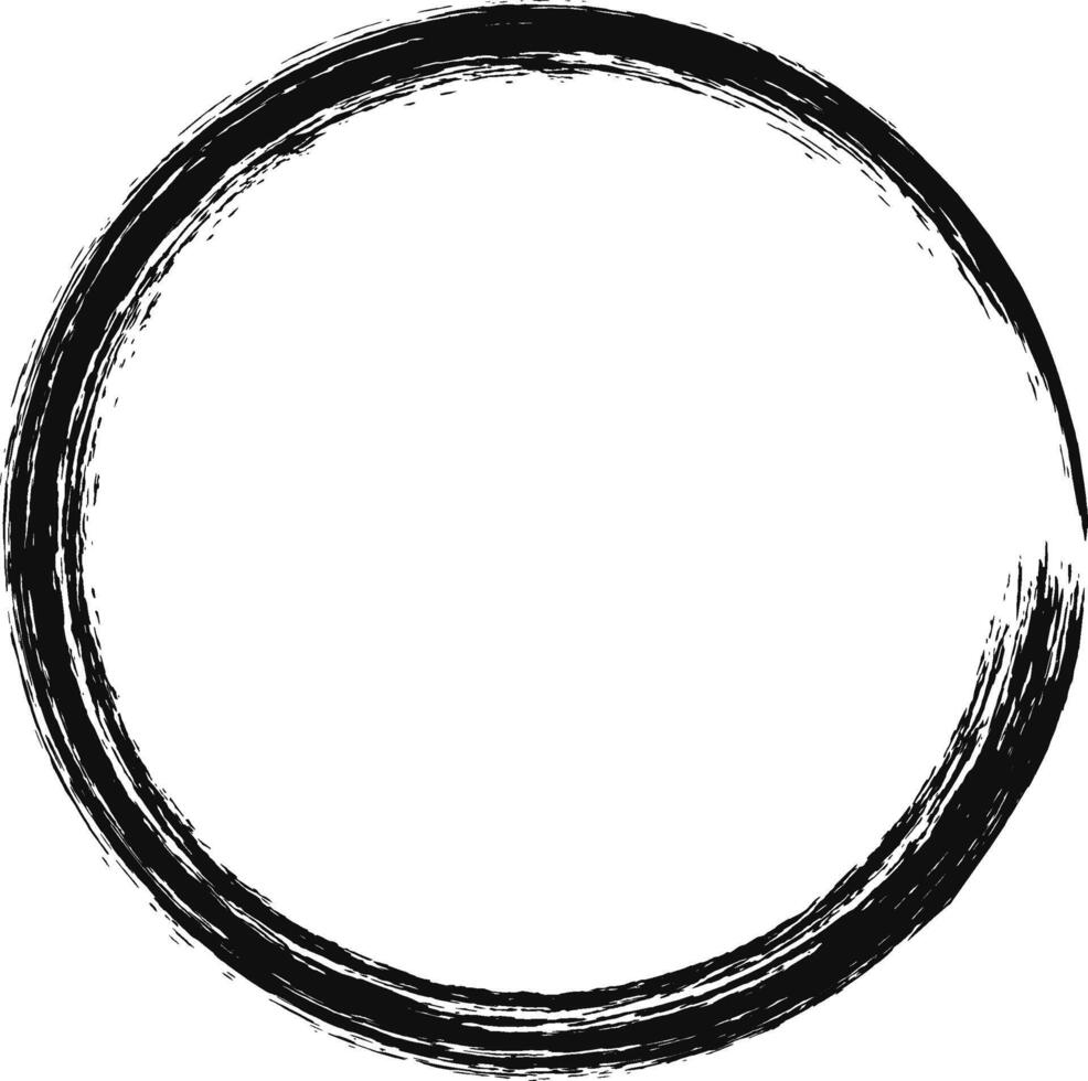 Black paintbrush stroke curves into a circle on a white background, adding a raw, artistic touch. Perfect for modern designs vector