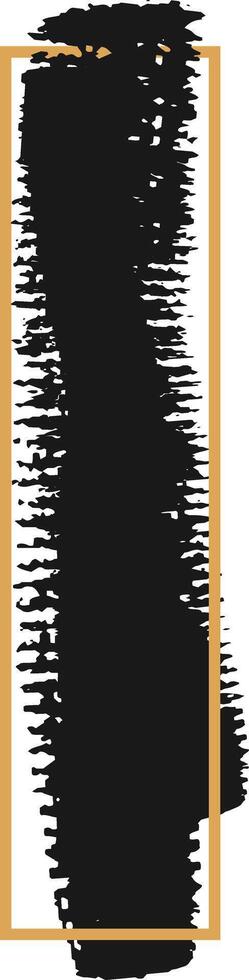 Sleek black brush stroke with jagged edges framed in gold, creating a modern minimalist design for banners, posters, and more vector