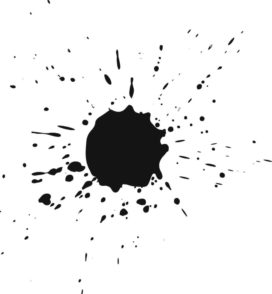 Black ink splashes and expands on white background, creating mesmerizing grunge pattern for artistic projects vector