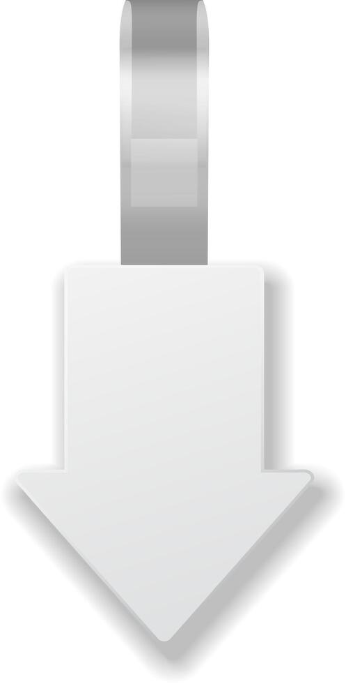 Sleek white downward arrow bookmark with a shiny metallic ribbon, perfect for marking pages in books or documents vector
