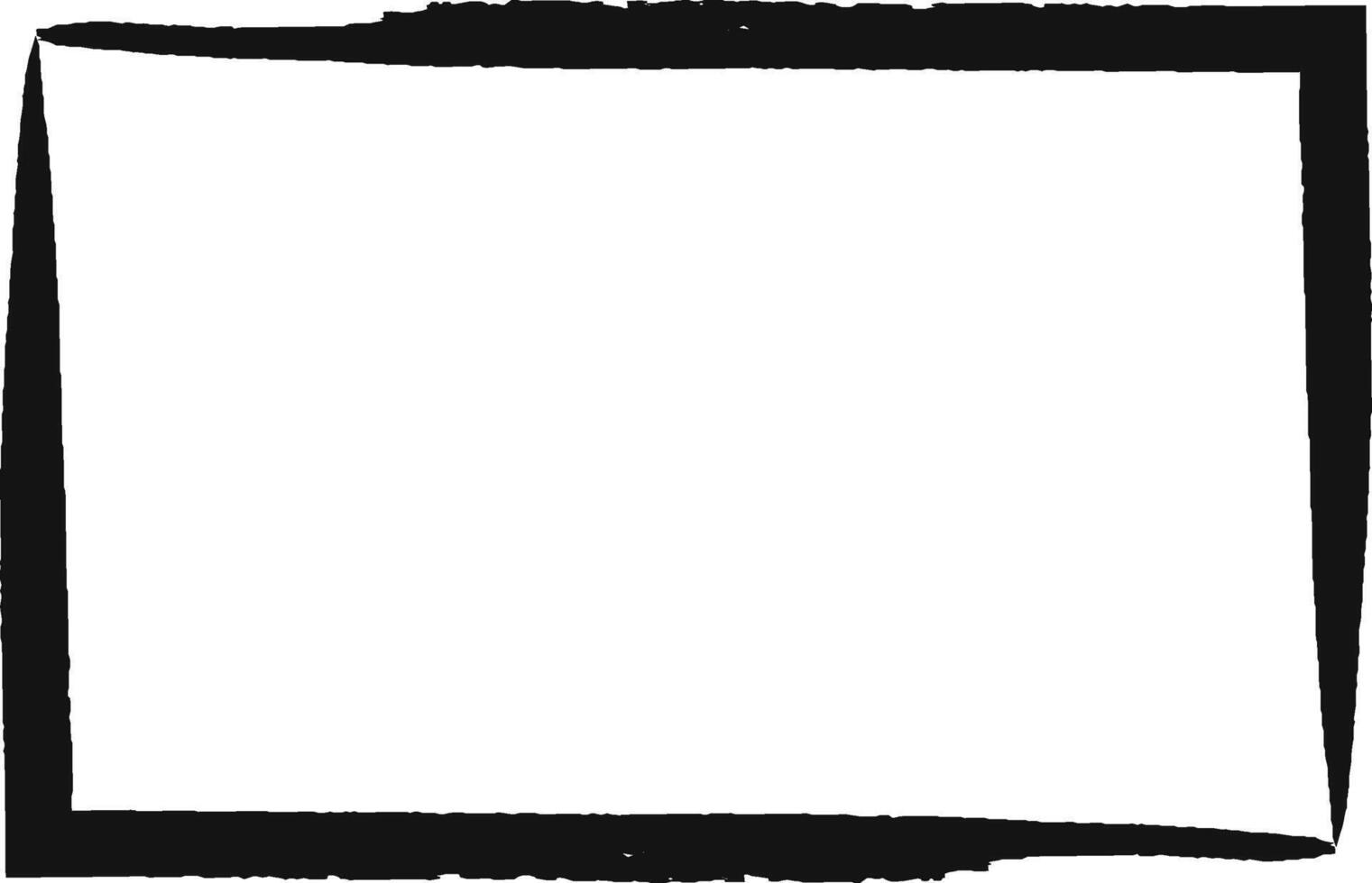 Wide, black, hand drawn rectangular border creates a simple frame against a clean white backdrop, offering a versatile design element for various projects vector