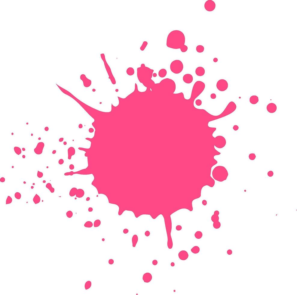 Vibrant pink paint splatters dynamically against a clean white backdrop, creating an energetic and artistic expression of color and movement vector