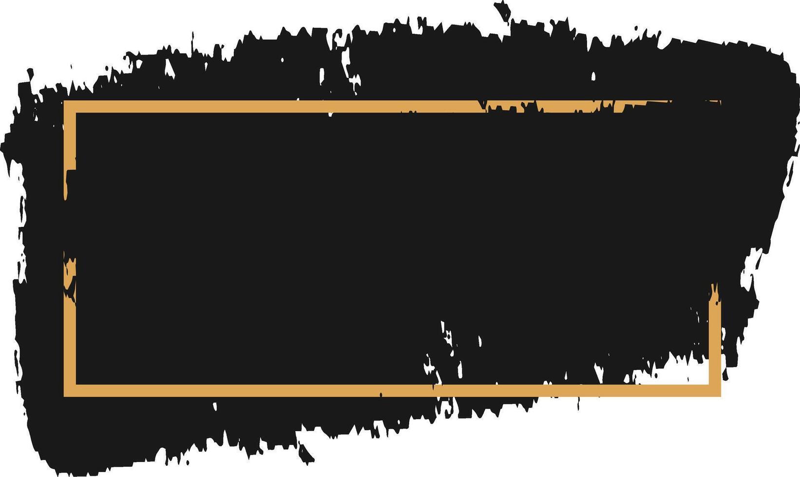 Black grunge brush stroke background with gold border framing empty space for text or design, perfect for adding a touch of modern elegance to any project vector