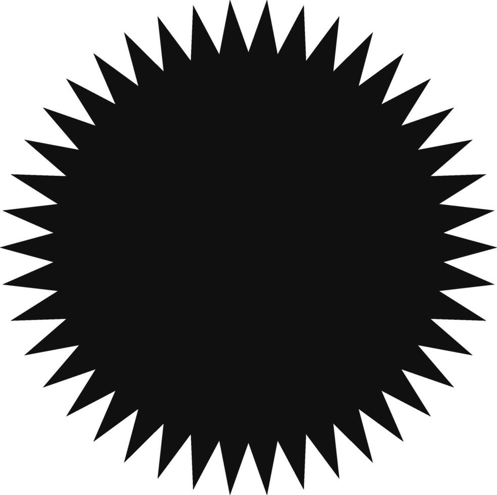 Many sharp triangles are pointing outward from the center of a black starburst shape, creating a dynamic and pointed silhouette against a white background vector