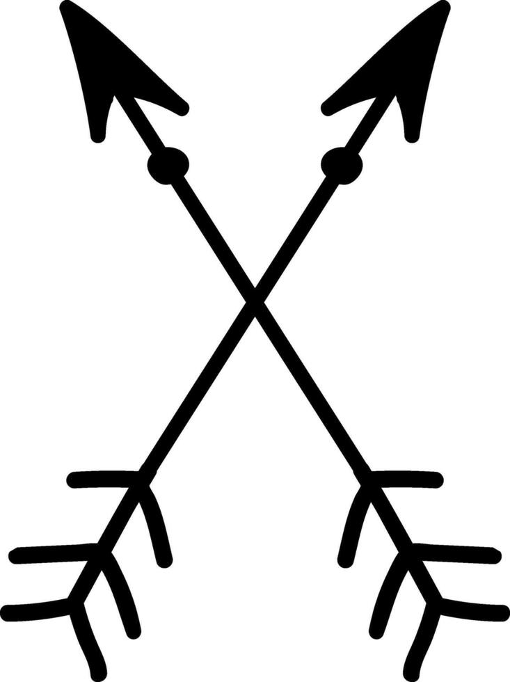 Two hand drawn arrows intersect, symbolizing opposition or decision making in black and white. Capture the essence of opposing forces in a moment of choice or challenge vector