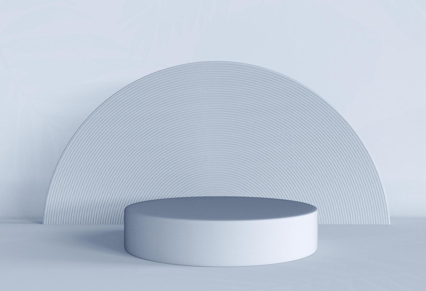 a white round table with a white circular object on it photo