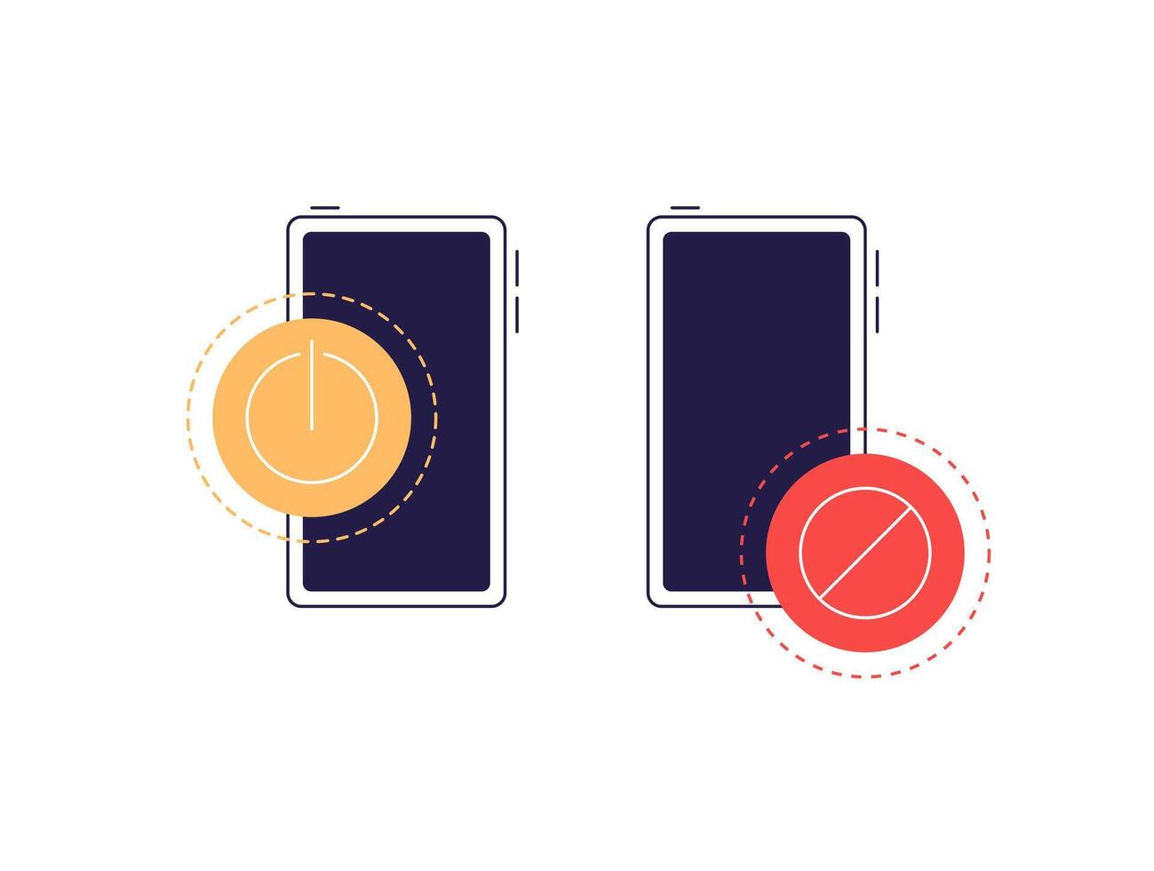 Power off your phone. Smartphone with prohibition sign vector