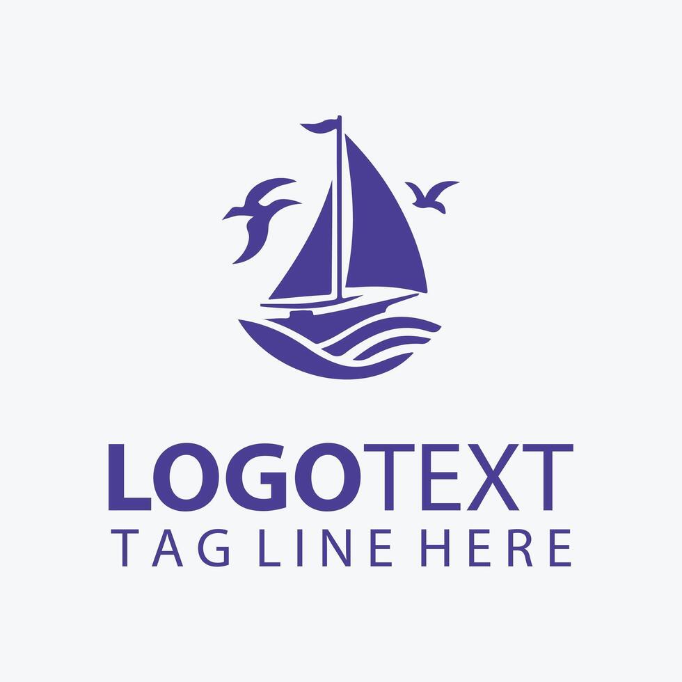 Blue Voyage Sail Ship Logo vector