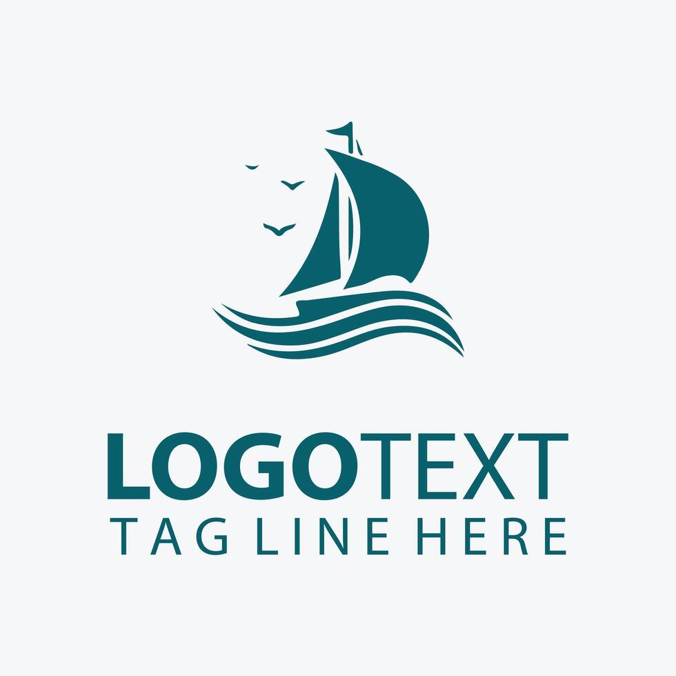 Wind And Wave Sail Ship Logo vector