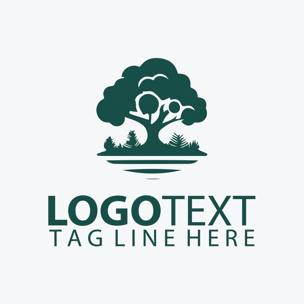 The Tranquil Woods tree garden logo vector