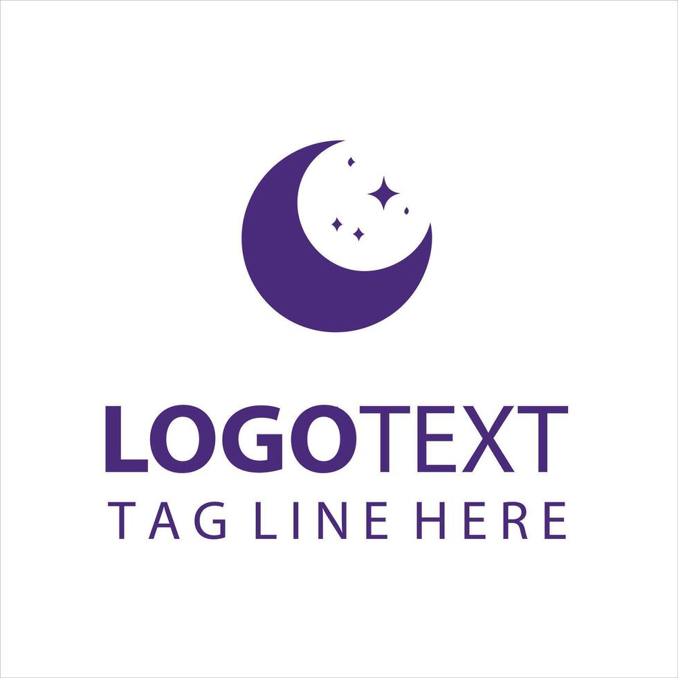 Starry Crescent Moon Logo vector