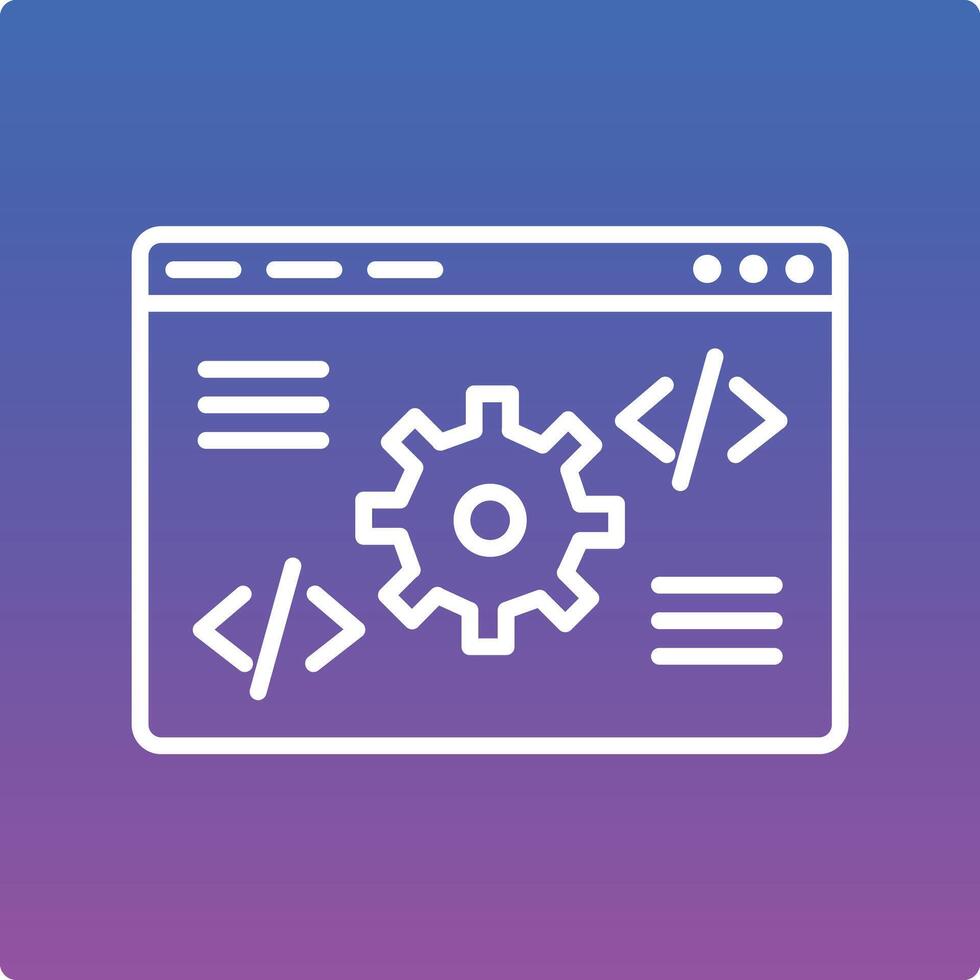 A computer screen with gears and code on it vector