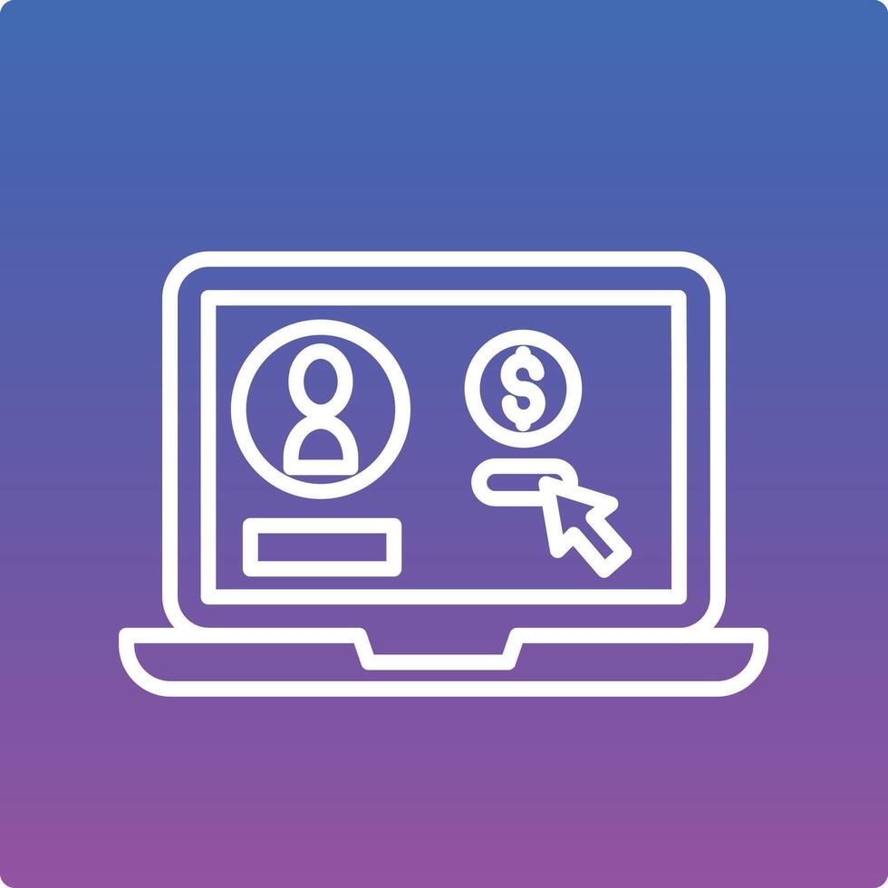 A laptop with a dollar sign and a mouse pointing at it vector