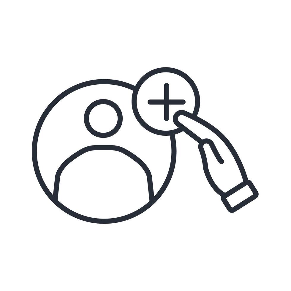 add friend icon. .Editable stroke.linear style sign for use web design,logo.Symbol illustration. vector