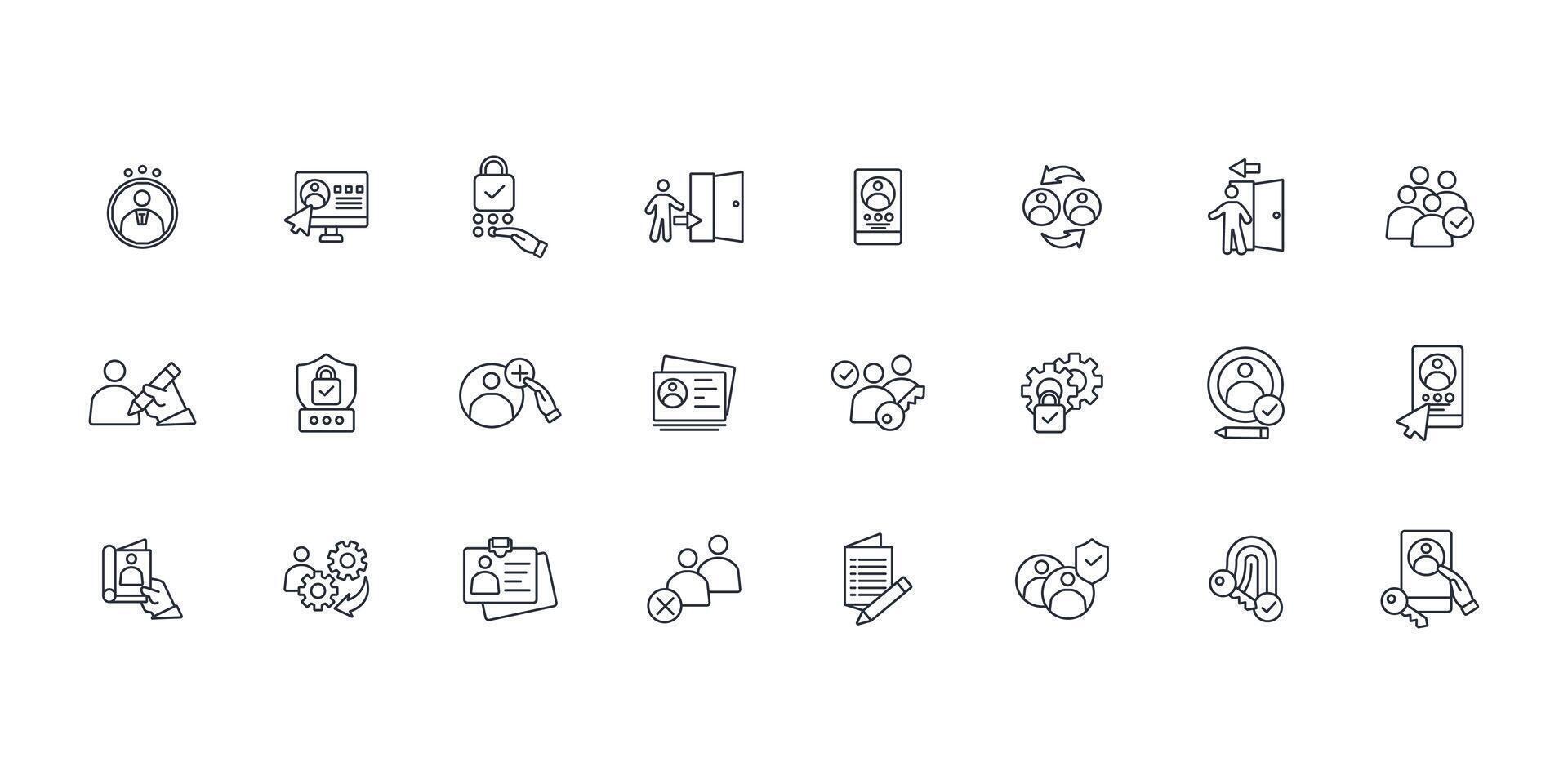 User account icon set..Editable stroke.linear style sign for use web design,logo.Symbol illustration. vector