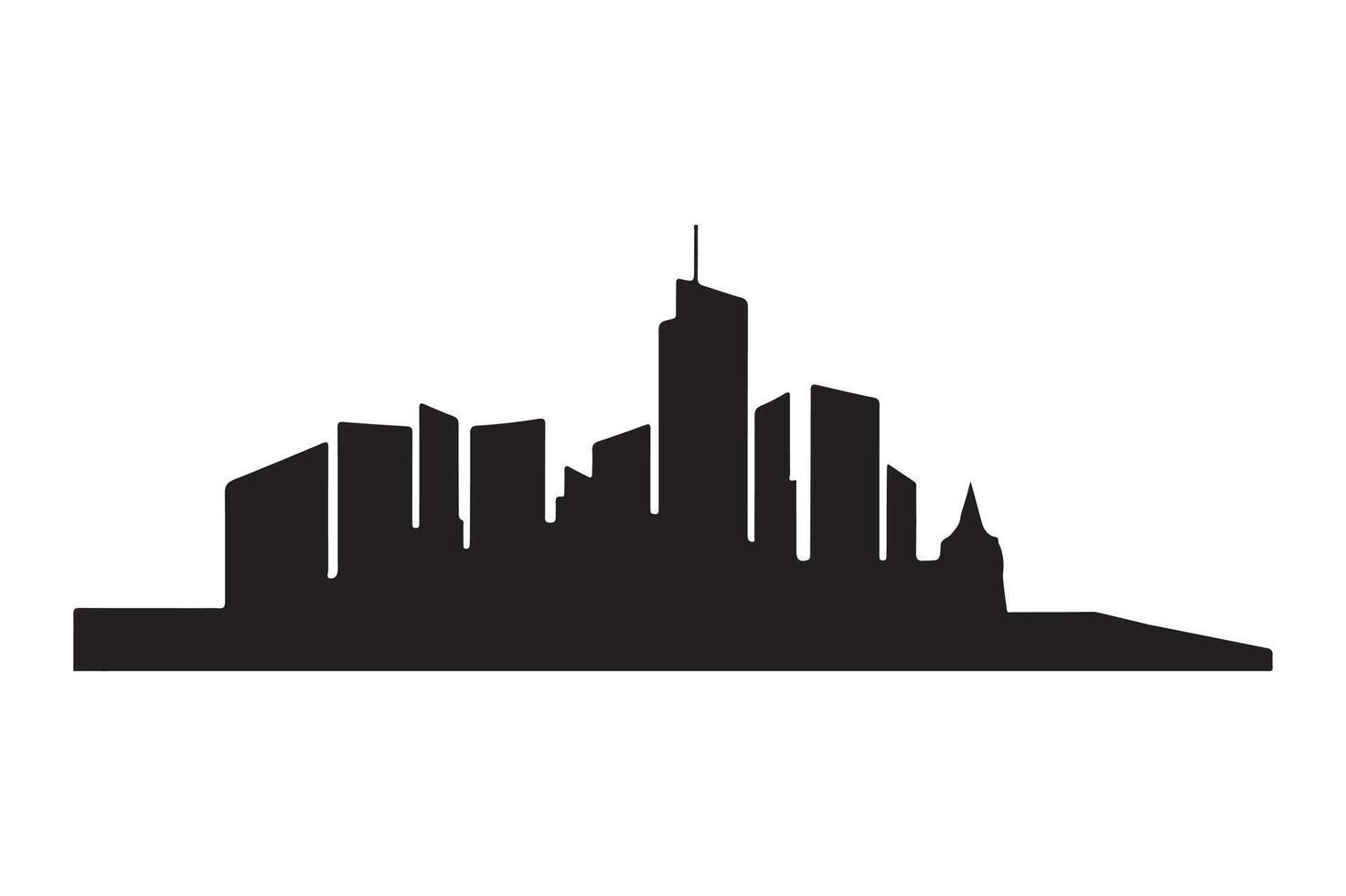 City Silhouette Skyline - Black Silhouette Night Town Skyline Icons vector