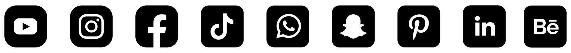 Latest social media icons set. Social network symbols. Instagram, Facebook, WhatsApp, YouTube, TikTok and more vector