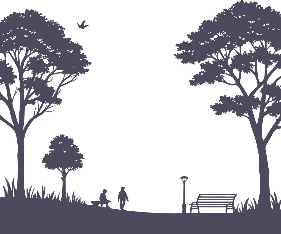 Spring in park bench illustration vector
