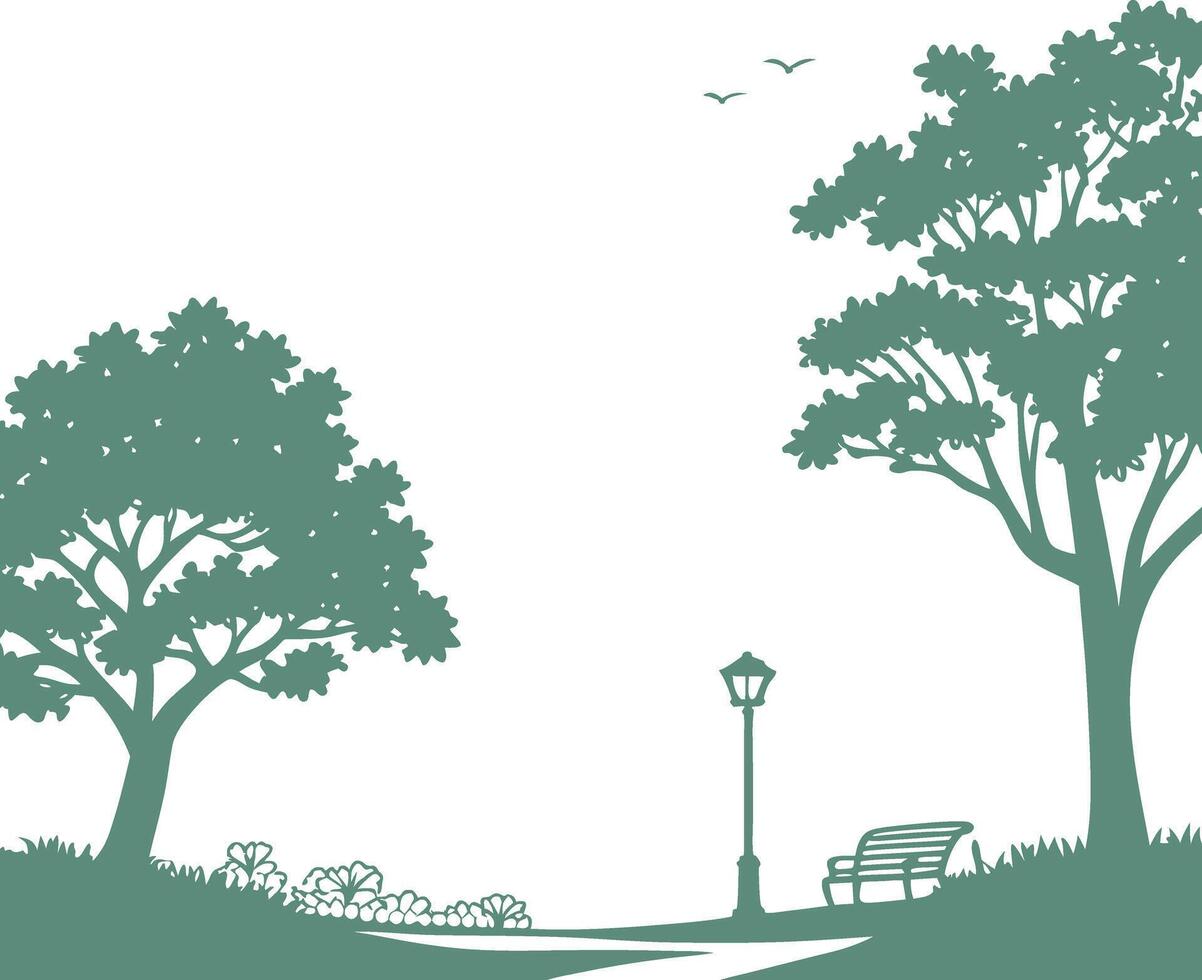 tree bench illustration vector