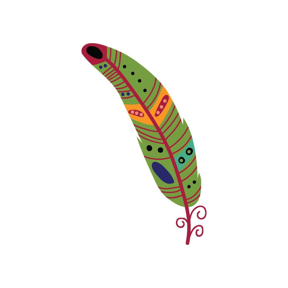 Colored Green Bird Feather Decoration Element Illustration vector
