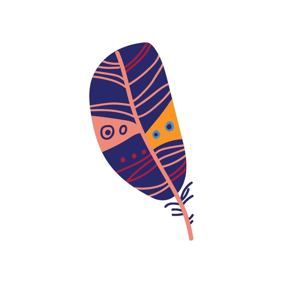 Colored Blue and Orange Bird Feather, Beautiful Decoration Element Illustration vector