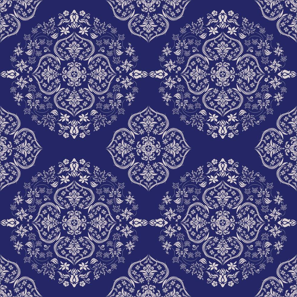 Motifs African boho paisley Floral Ikat pattern embroidery border. Ethnic ikat floral Ethnic Indian Pattern Ikat pattern Ethnic Pattern.Border tile on blue background vector