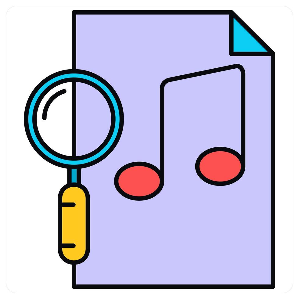 Music File Search and search icon concept vector
