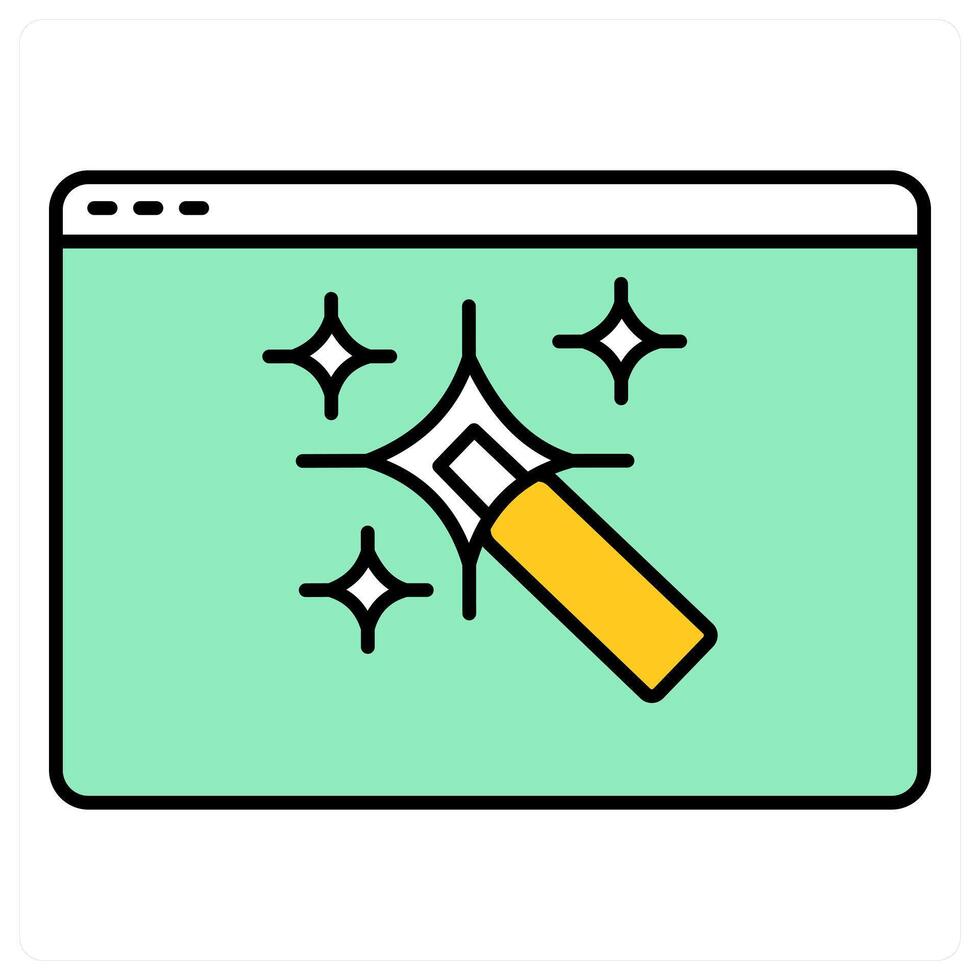 Online Magic Wand and game icon concept vector