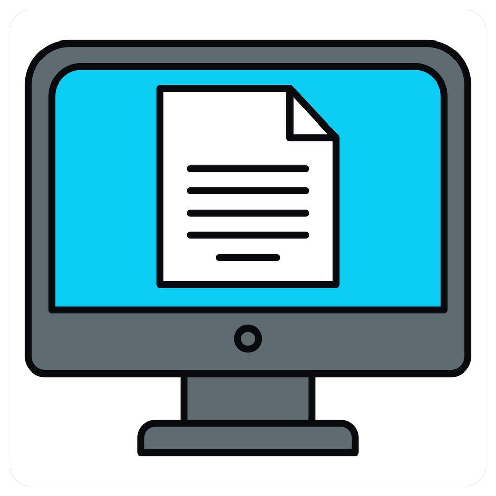 E Document and monitor icon concept vector