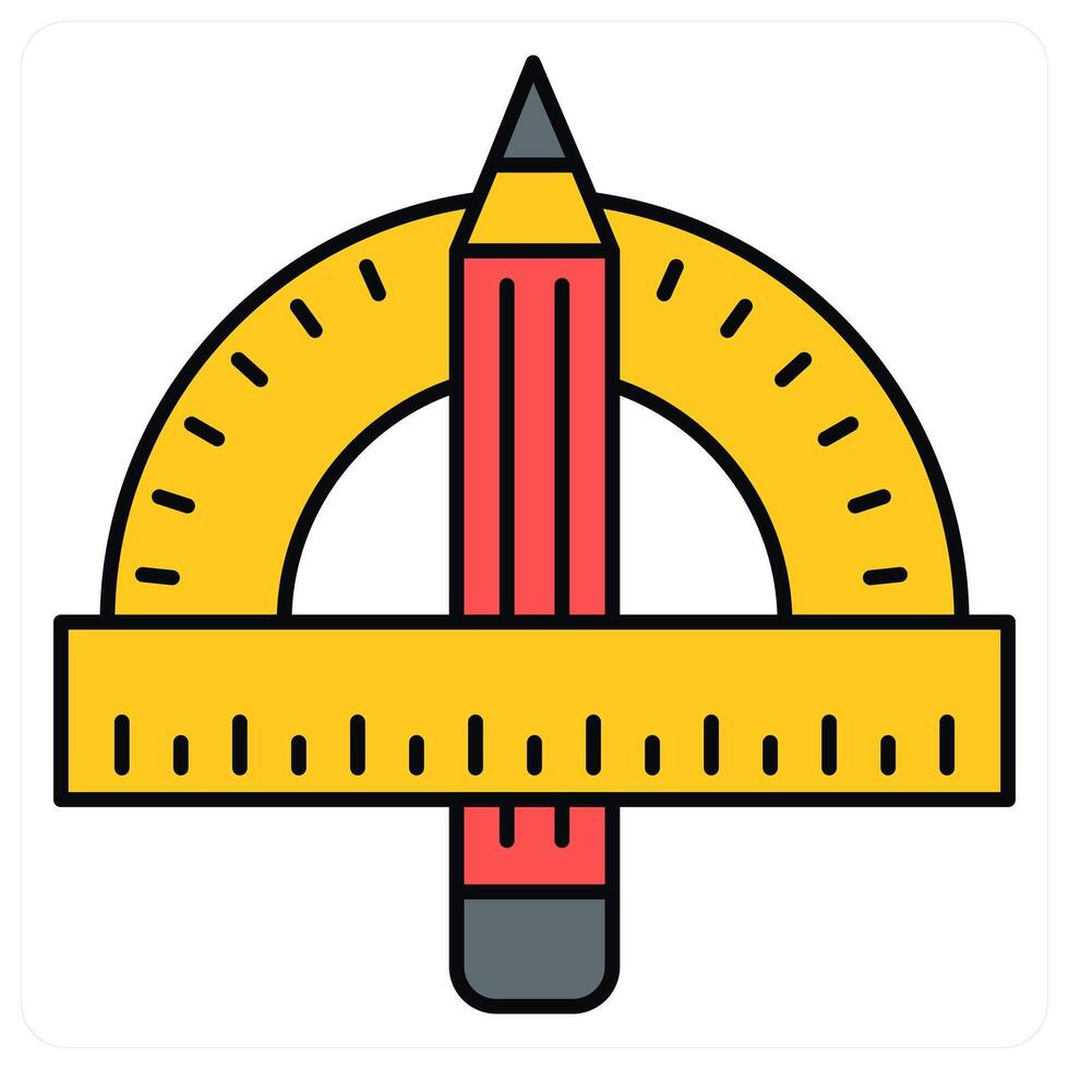 Geometry and protractor icon concept vector