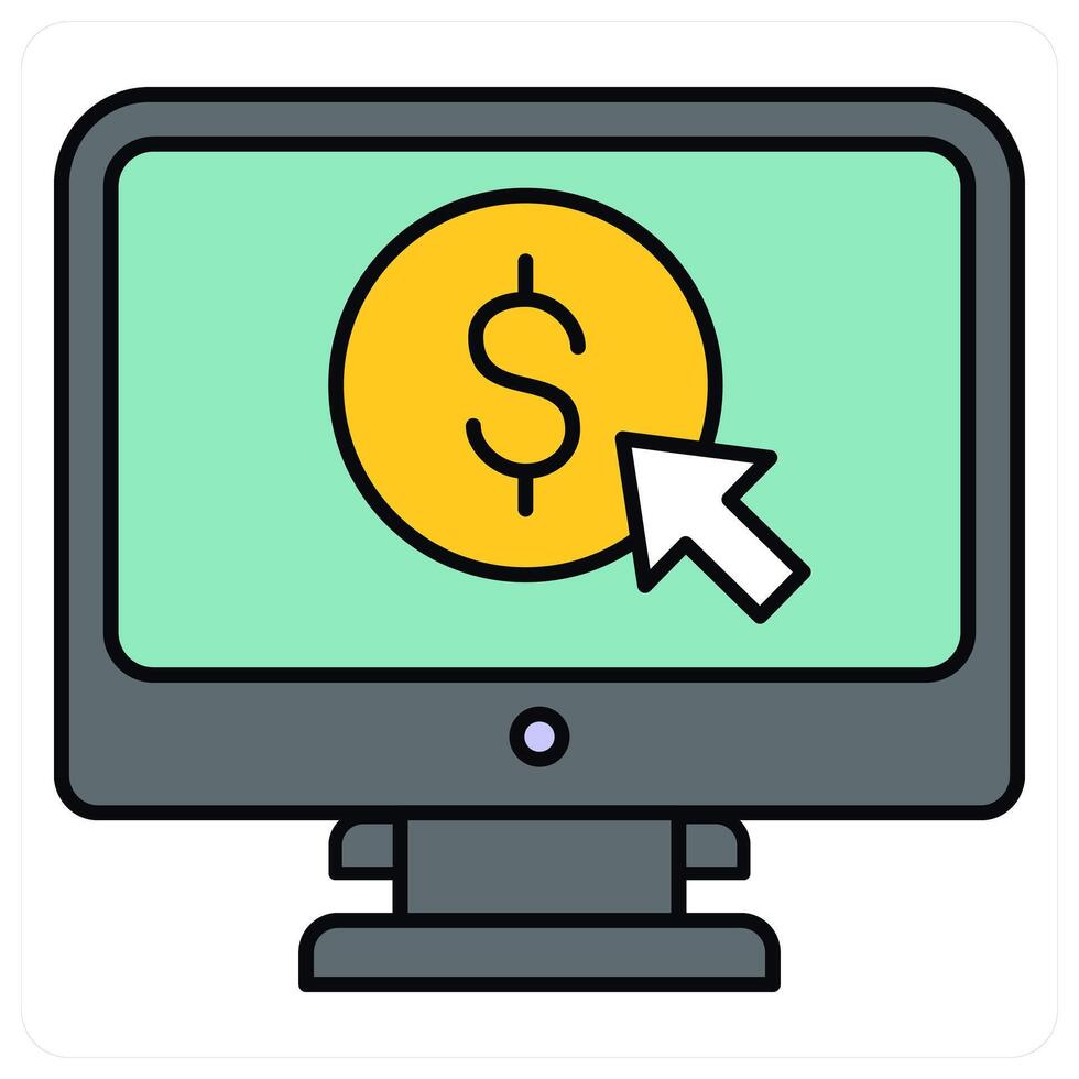 Online PPC and money making icon concept vector
