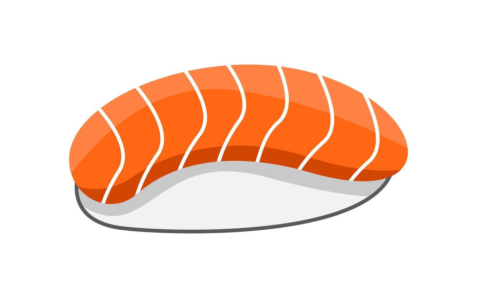 Salmon sushi nigiri on white background. Japanese food illustration vector