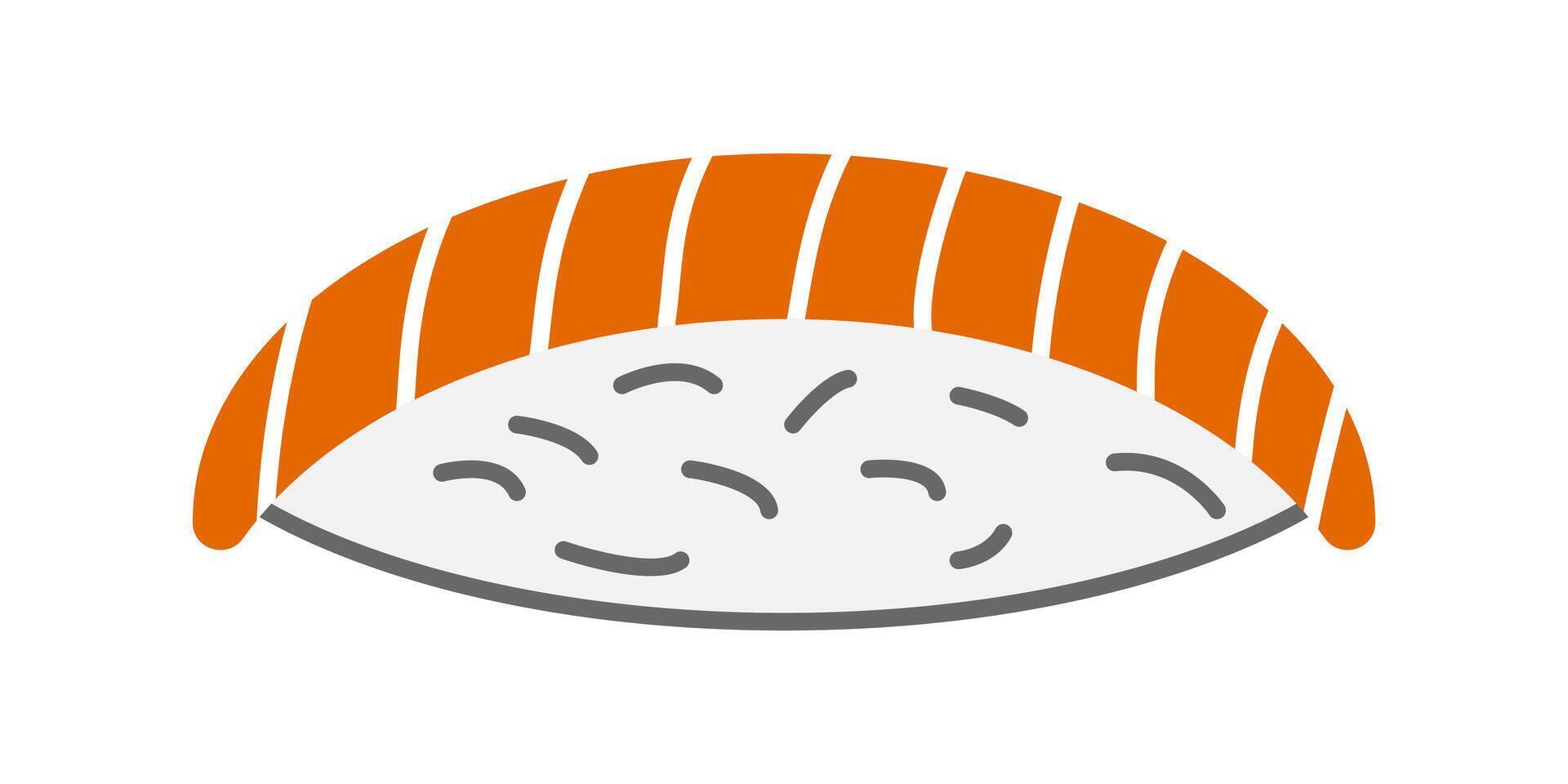 Japanese sushi nigiri with raw salmon and rice ball. illustration vector
