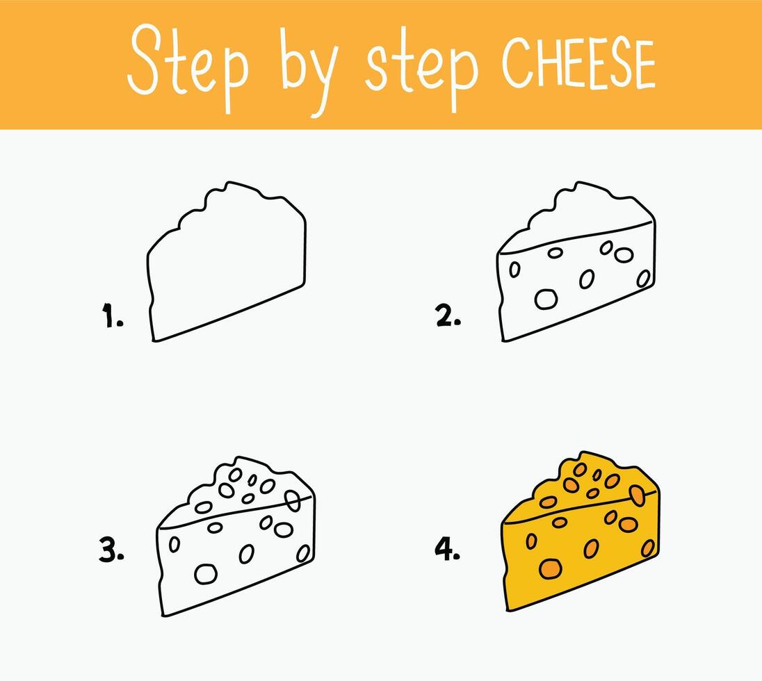 How to draw step by step cheese vector