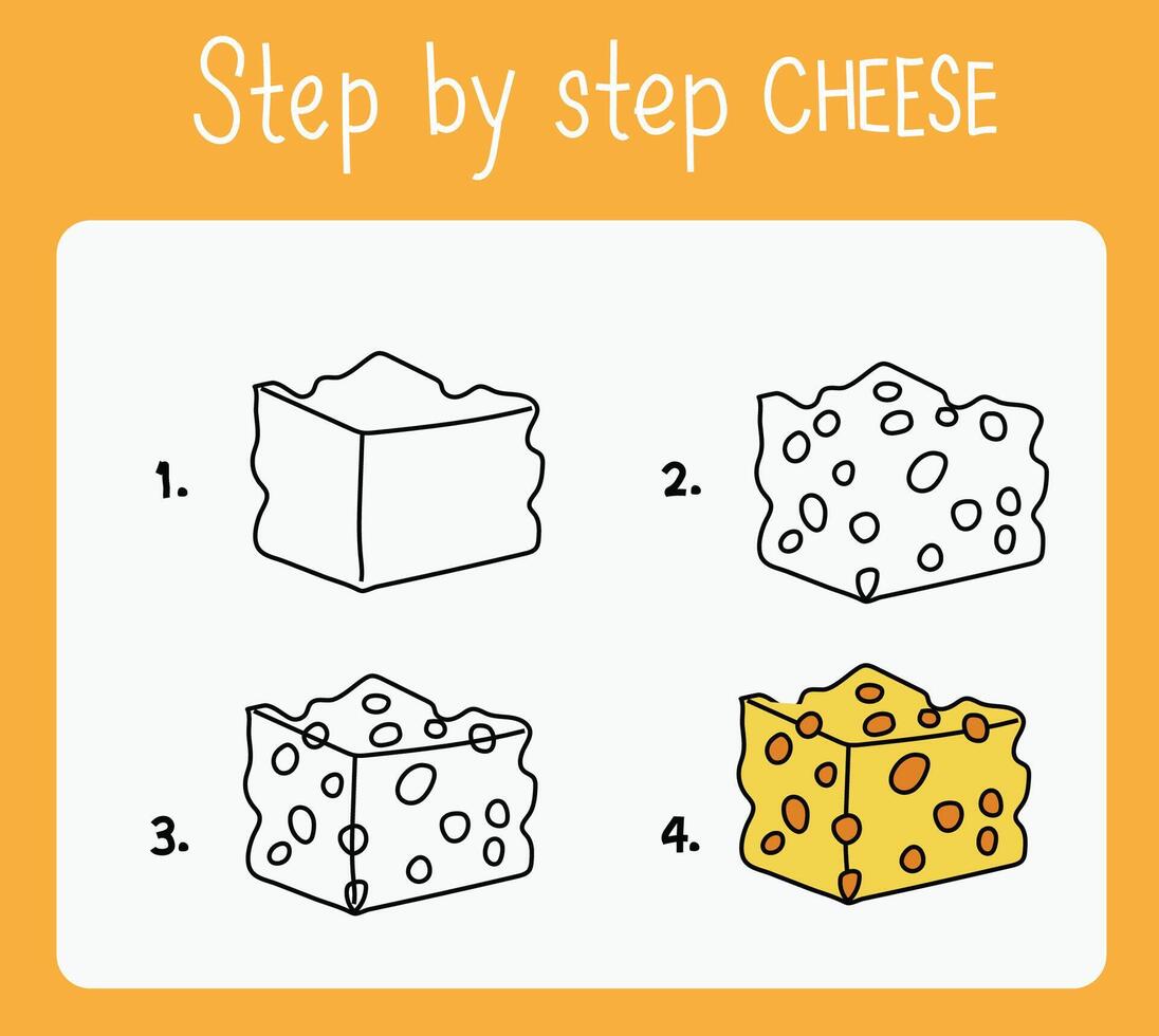 How to draw cheese step by step vector