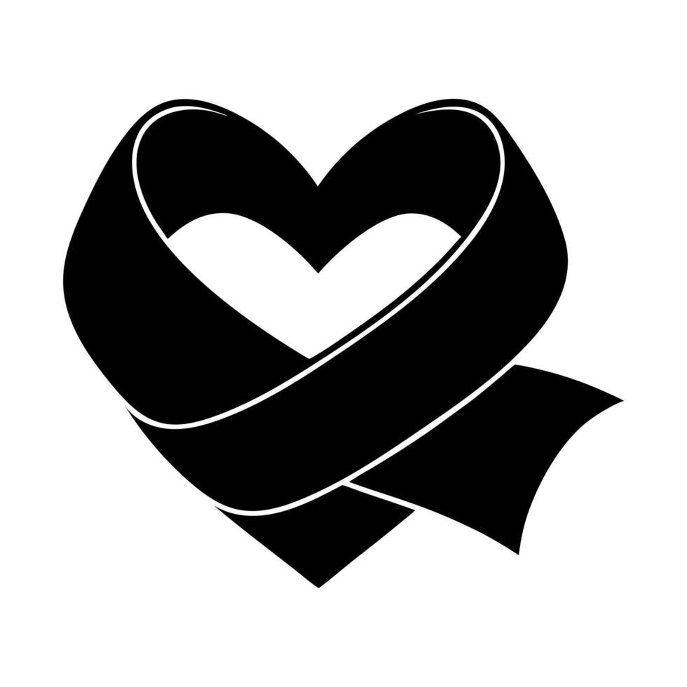 Valentine's Day Ribbon Silhouette Illustration Romantic Design for Love Themed Projects vector