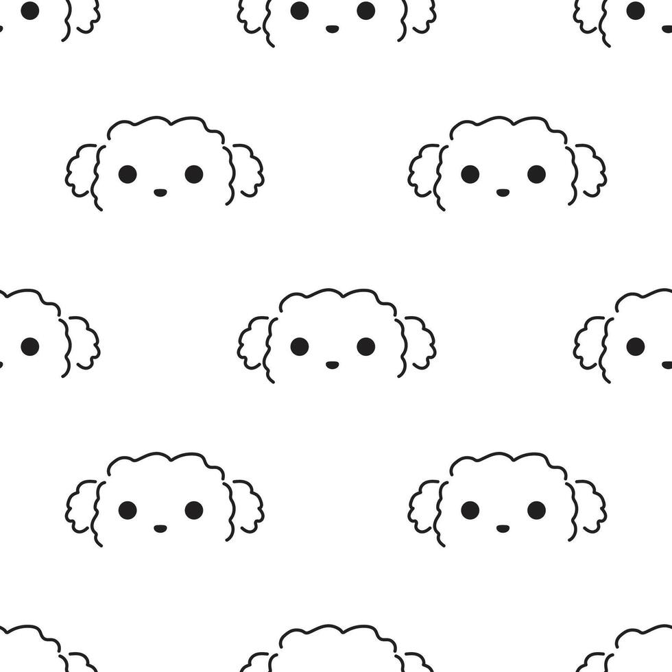 pattern dogs Seamless pattern with different dogs. Texture with dog faces. Hand drawn illustration in doodle style on white background vector