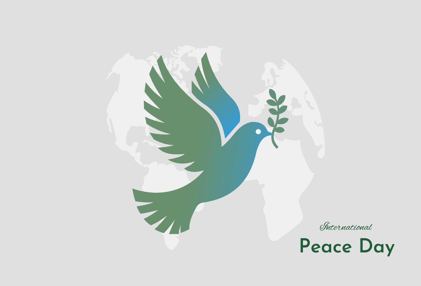 Peace Day background Design with a Dove, Olive Branch, and World Map for Awareness Campaigns and Celebrations vector