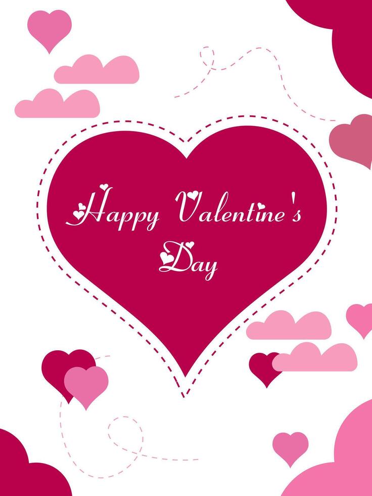Valentine's Day greeting card with red hearts vector