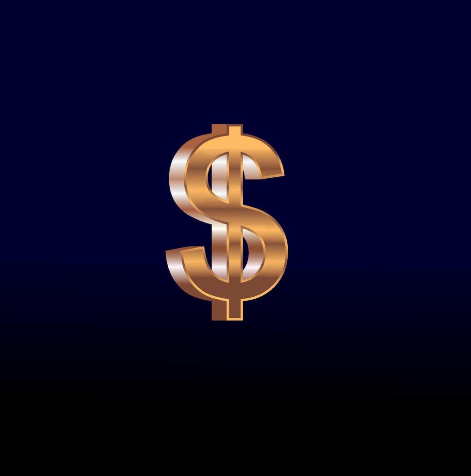 Luxurious Golden Currency 3D Symbols Illustration Featuring Dollar Signs vector