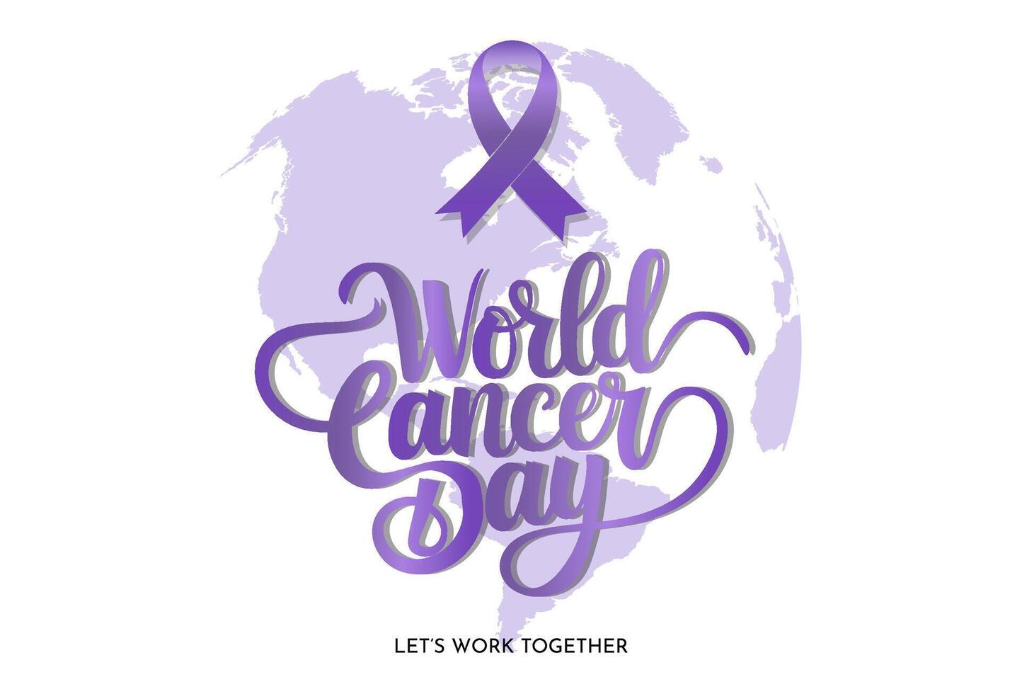World Cancer Day card Illustration with Awareness Ribbon typogaphy vector