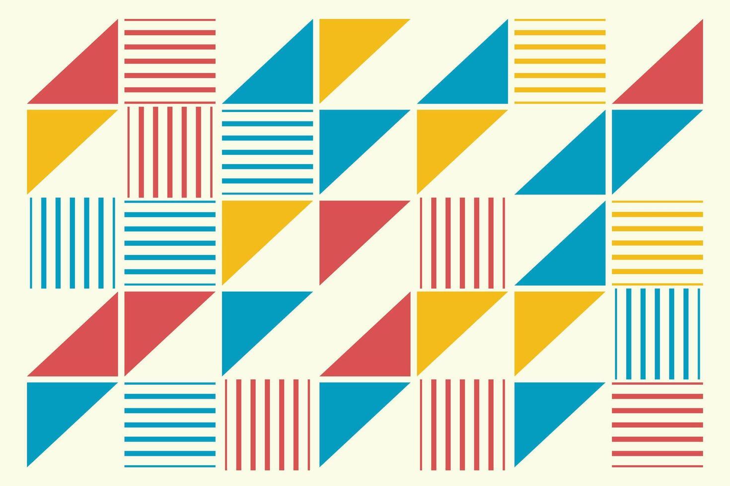 Bauhaus Geometric Pattern with Diagonal Triangles and Stripes vector