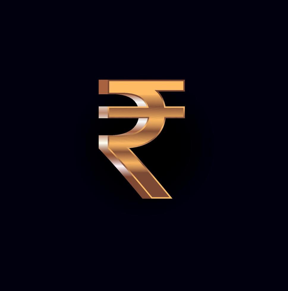 Luxurious Golden Currency 3D Symbols Illustration Featuring Rupee Signs vector