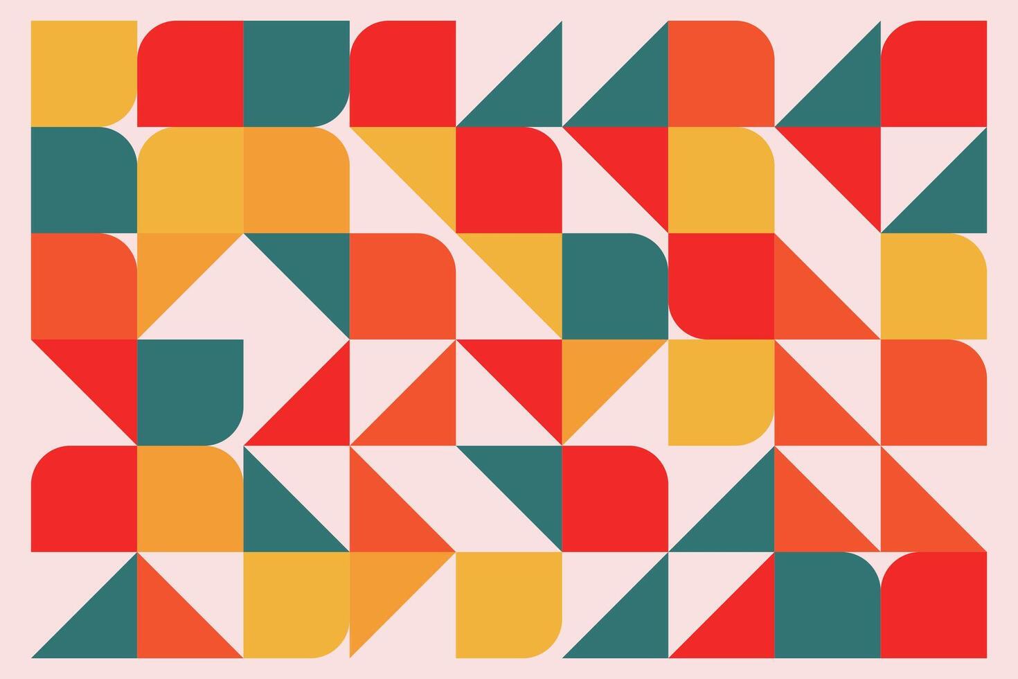 Bold Bauhaus Geometric Pattern with Triangles and Rounded Shapes vector
