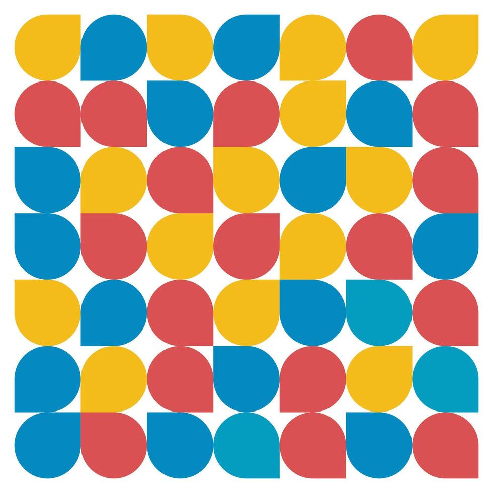 Colorful Bauhaus Geometric Pattern with Teardrop Shapes vector