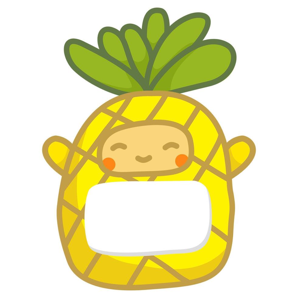 pineapple fruit book label sticker design.fruit cartoon design. vector
