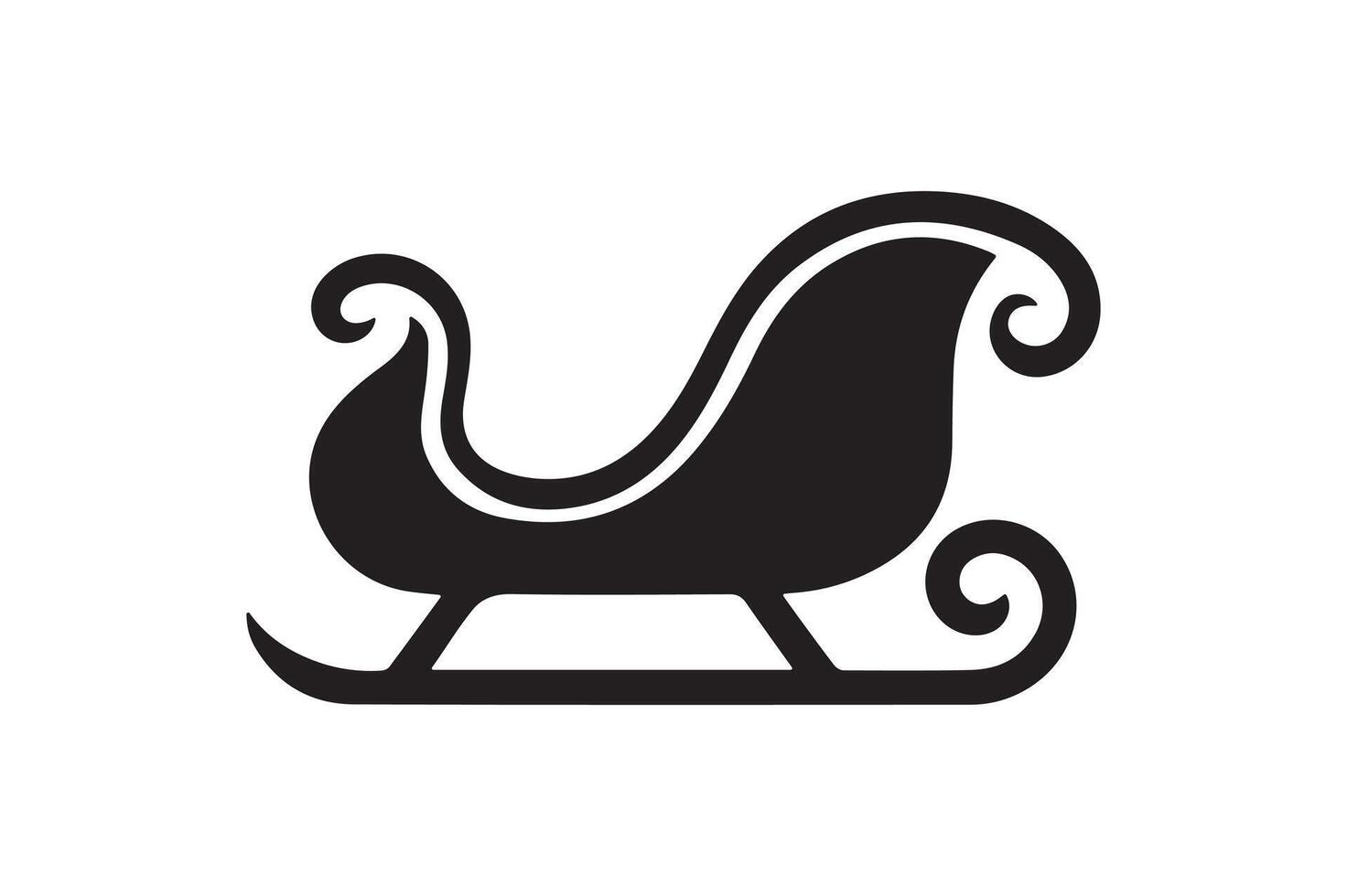 Minimalist Black Santa Sleigh Silhouette Icon for Christmas Decor and Festive Designs vector