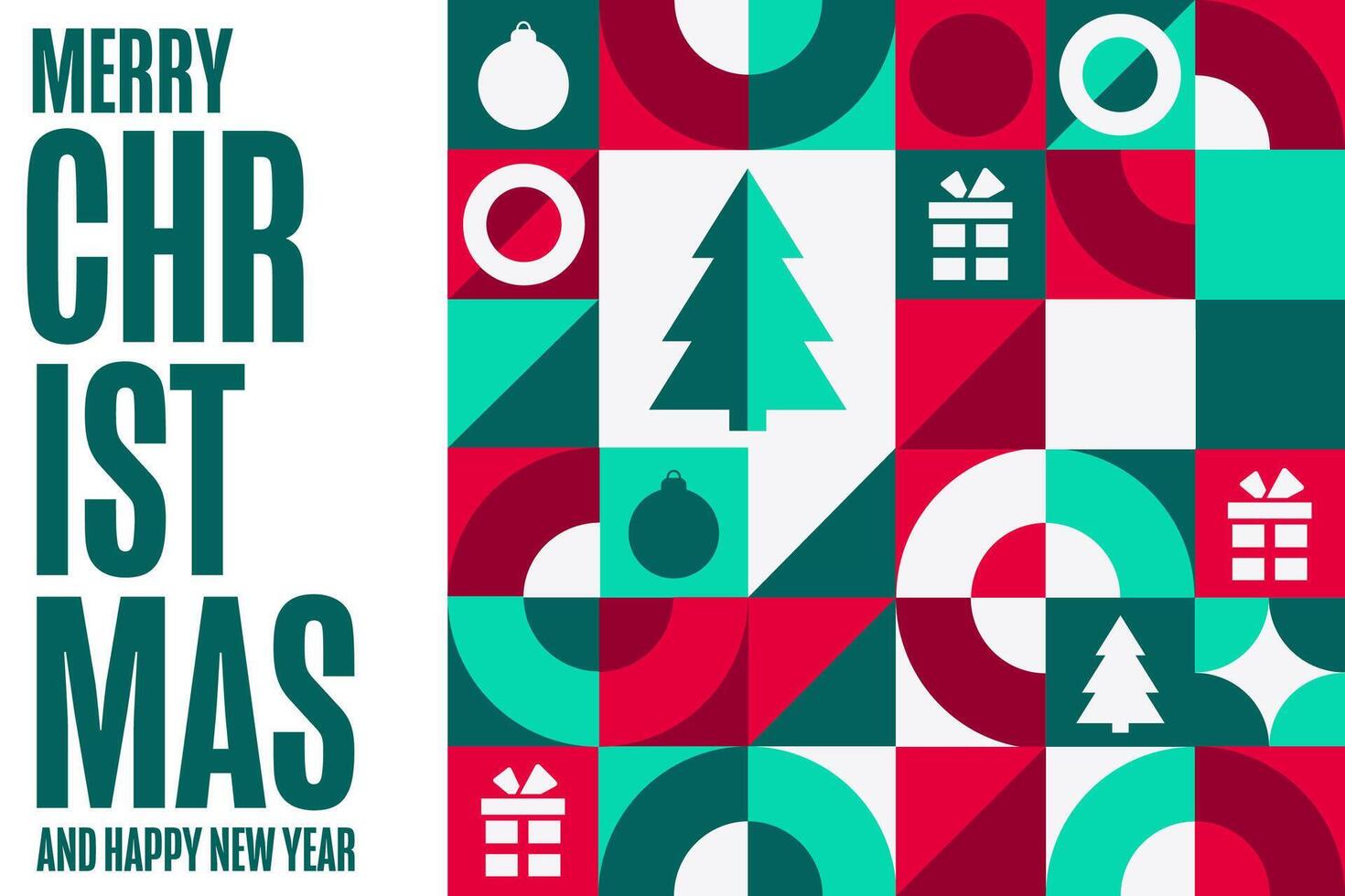 Merry Christmas and Happy New Year. Holiday concept. Template for background, banner, card, poster with text. vector
