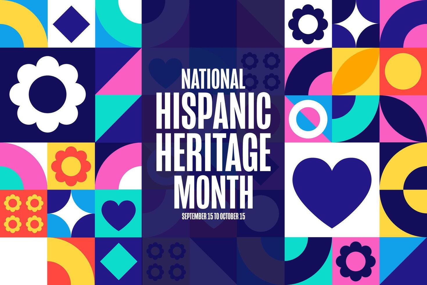 National Hispanic Heritage Month. September 15 to October 15. Holiday concept. Template for background, banner, card, poster with text inscription. vector